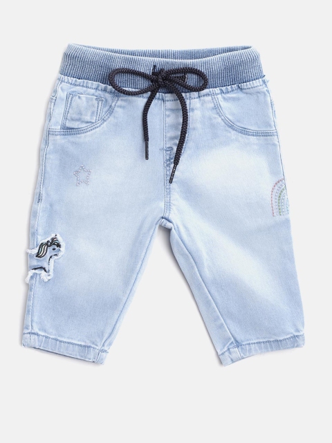 

Gini and Jony Girls Blue Regular Fit Washed Denim Trousers