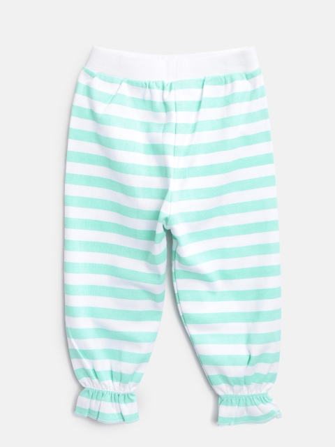 

Gini and Jony Girls White & Green Striped Lounge Joggers