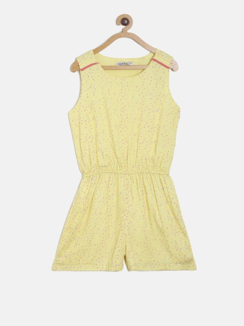 

Gini and Jony Girls Yellow Printed Playsuit