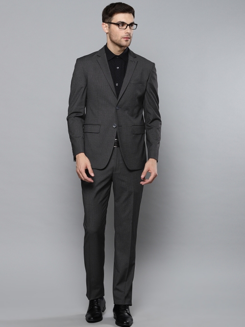 

Louis Philippe Permapress Men Charcoal Grey & Black Checked Slim Fit Formal Suit