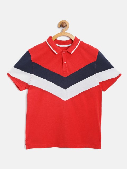

Marks & Spencer Boys Red & Navy Colourblocked Polo Collar T-shirt