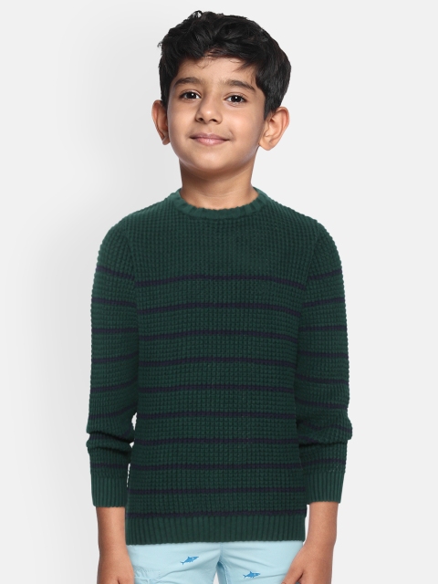 

Marks & Spencer Boys Green & Navy Striped Pullover