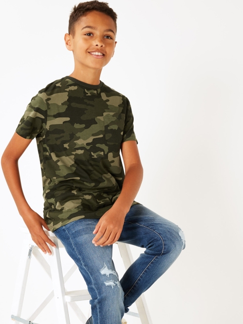 

Marks & Spencer Boys Olive Green Printed Round Neck T-shirt