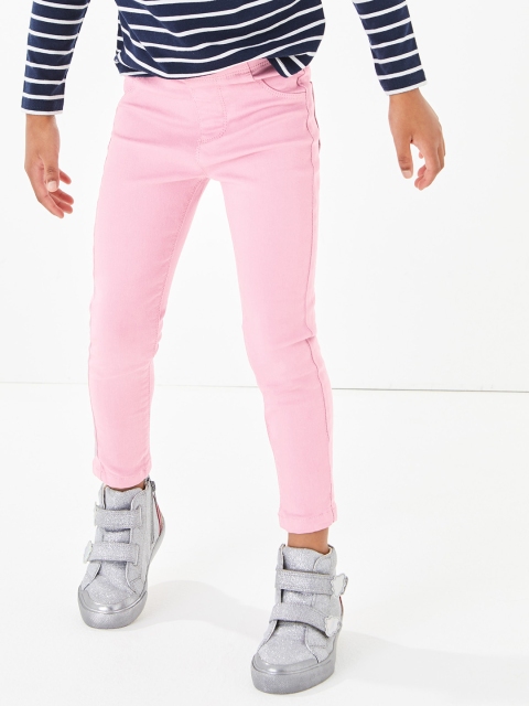 

Marks & Spencer Girls Pink Solid Denim Jeggings