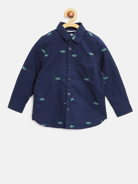 

Marks & Spencer Boys Navy Blue & Green Regular Fit Embroidered Casual Shirt