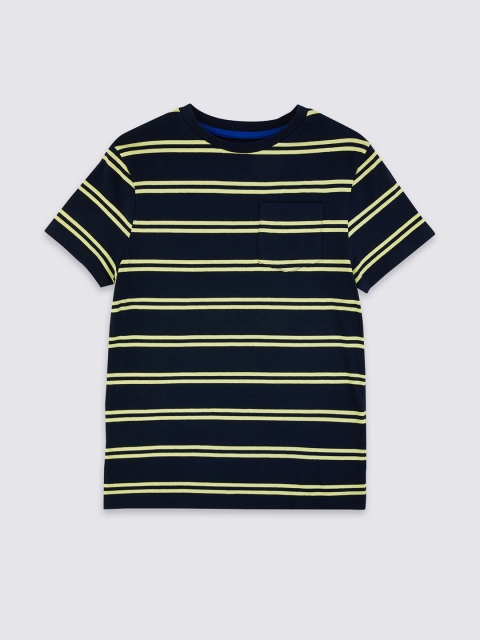 

Marks & Spencer Boys Navy Blue Striped Round Neck T-shirt