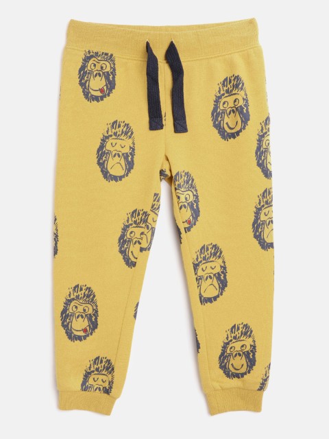 

Marks & Spencer Boys Mustard Yellow & Navy Blue Ape Print Joggers, White