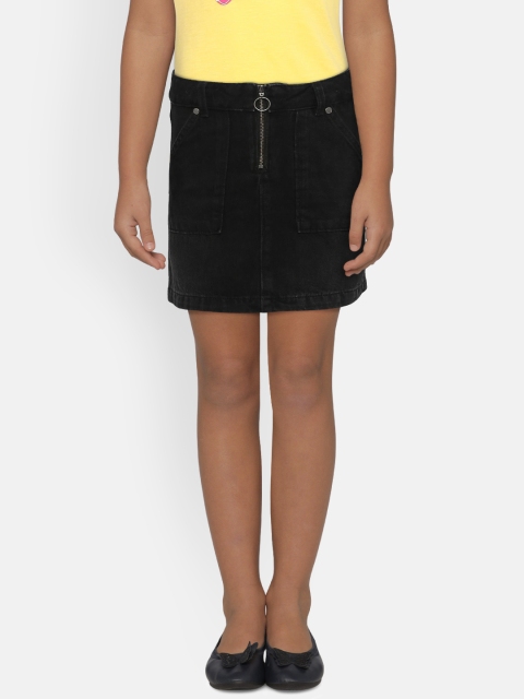 

Marks & Spencer Girls Black Solid Denim A-line Skirt