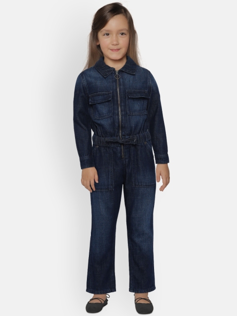 

Marks & Spencer Girls Blue Solid Basic Jumpsuit