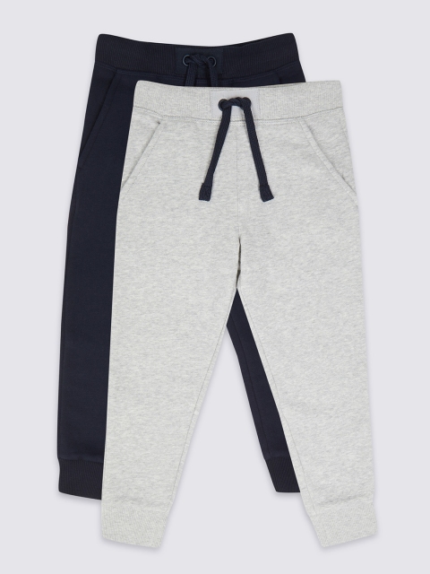 

Marks & Spencer Boys Pack of 2 Solid Joggers, Navy blue