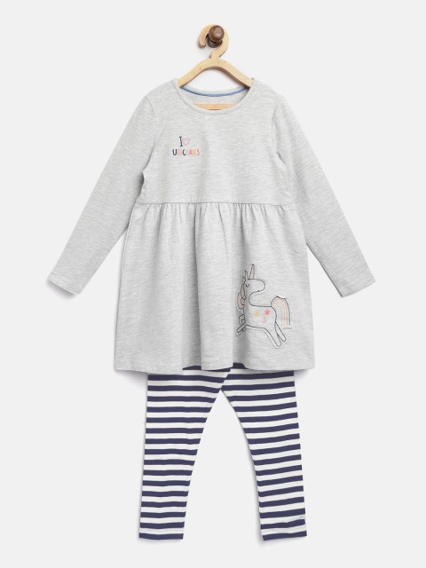 

Marks & Spencer Girls Grey Melange & White Solid Tunic with Leggings