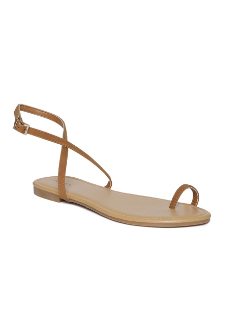 

FOREVER 21 Women Tan Solid One Toe Flats