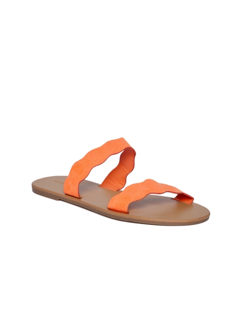 

FOREVER 21 Women Orange Solid Open Toe Flats