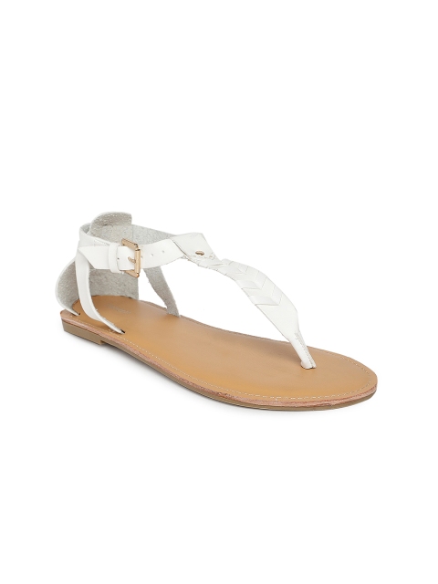 

FOREVER 21 Women White Solid Open Toe Flats