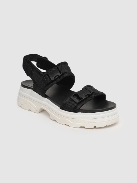 

FOREVER 21 Women Black Textured Sandals