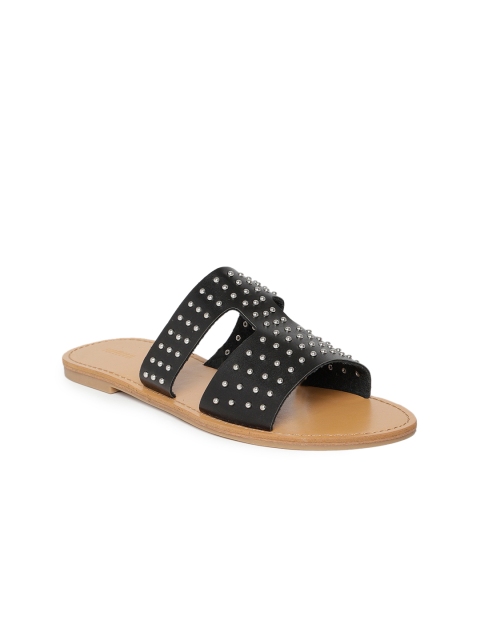 

FOREVER 21 Women Black Embellished Open Toe Flats