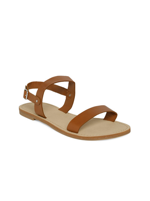 

FOREVER 21 Women Brown Solid Open Toe Flats
