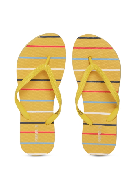 

FOREVER 21 Women Multicoloured Striped Thong Flip-Flops, Multi