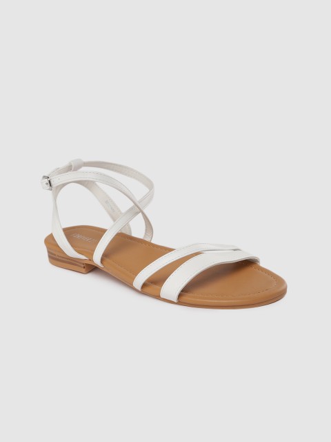 

FOREVER 21 Women White Solid Open Toe Flats