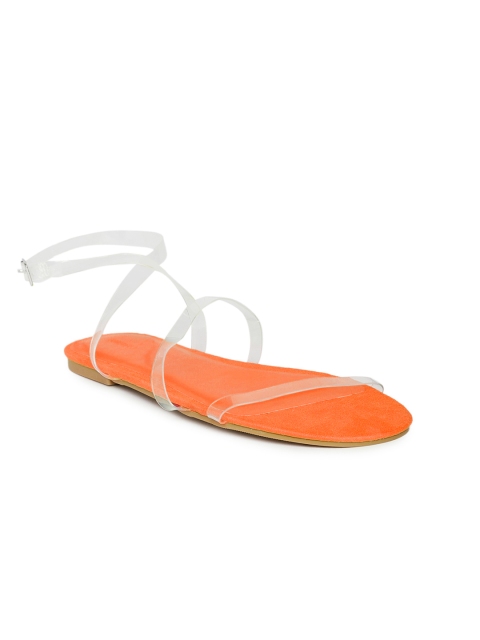 

FOREVER 21 Women Orange Solid Open Toe Flats