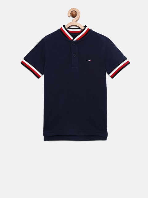 

Tommy Hilfiger Boys Navy Blue Solid Henley Neck T-shirt