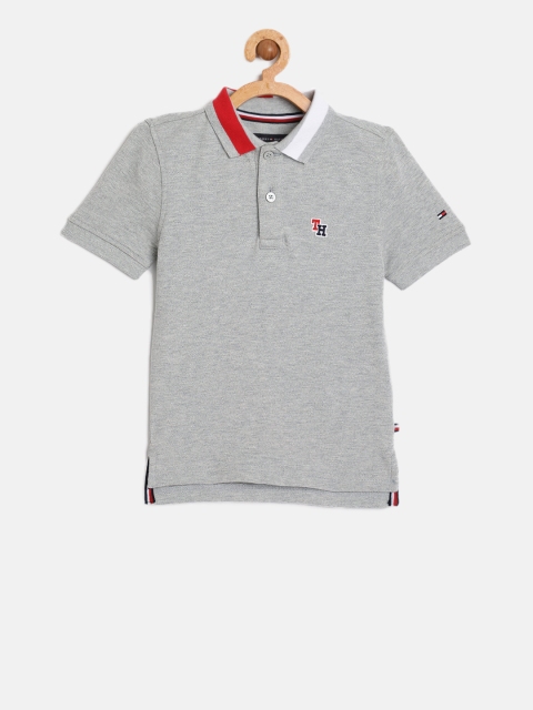 

Tommy Hilfiger Boys Grey Solid Polo Collar T-shirt