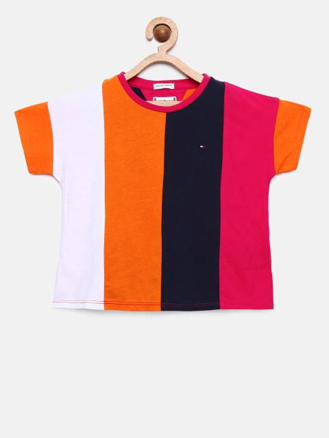

Tommy Hilfiger Girls Multicoloured Striped Round Neck T-shirt, Multi