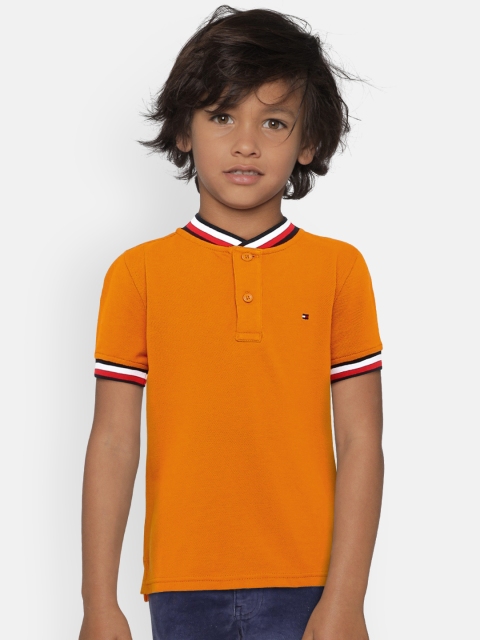 

Tommy Hilfiger Boys Orange Solid Henley Neck T-shirt