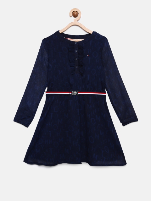 

Tommy Hilfiger Girls Navy Blue Printed Fit and Flare Dress