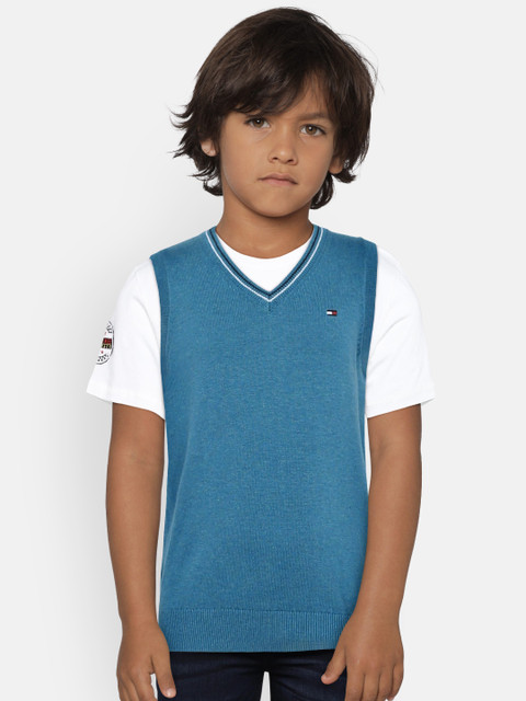 

Tommy Hilfiger Boys Blue Solid Pullover Sweater