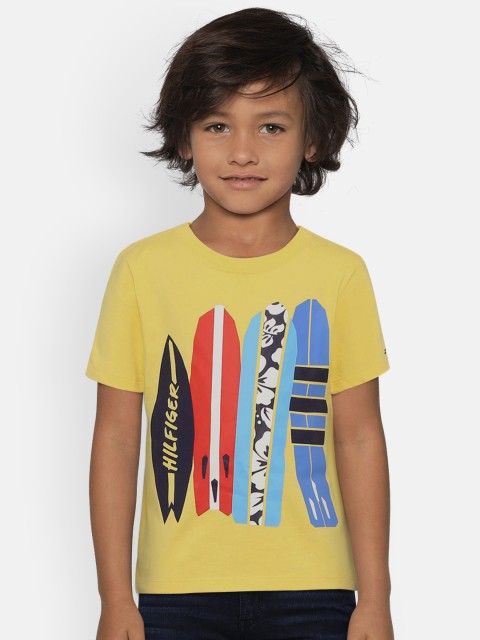 

Tommy Hilfiger Boys Yellow Printed Round Neck T-shirt