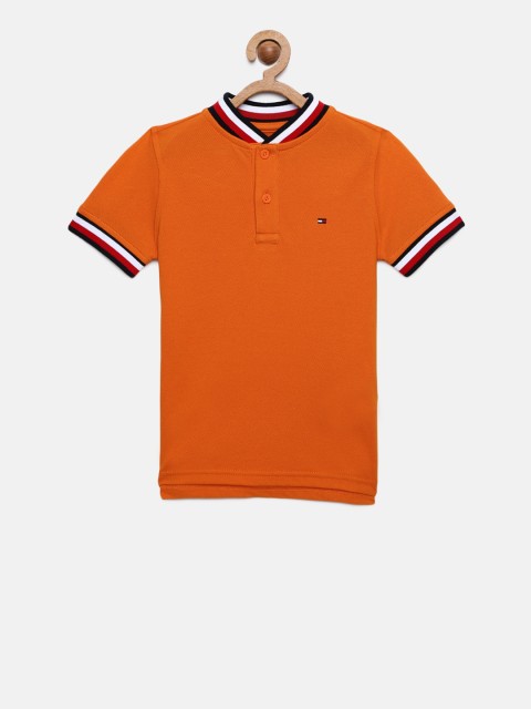 

Tommy Hilfiger Boys Orange Solid Henley Neck T-shirt