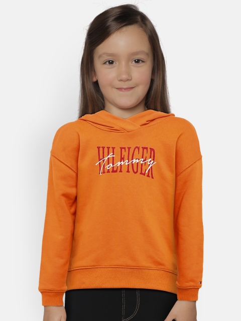 

Tommy Hilfiger Girls Orange Printed Hooded Sweatshirt