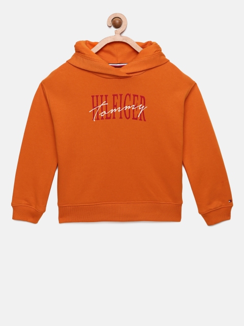 

Tommy Hilfiger Girls Orange Printed Hooded Sweatshirt