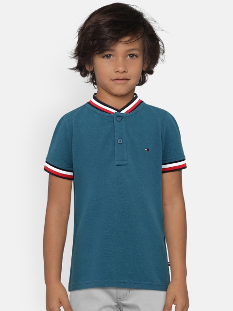 

Tommy Hilfiger Boys Blue Solid Henley Neck T-shirt