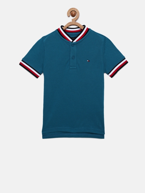

Tommy Hilfiger Boys Blue Solid Henley Neck T-shirt