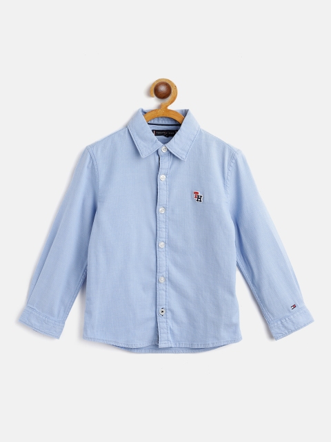 

Tommy Hilfiger Boys Blue Regular Fit Self Design Casual Shirt