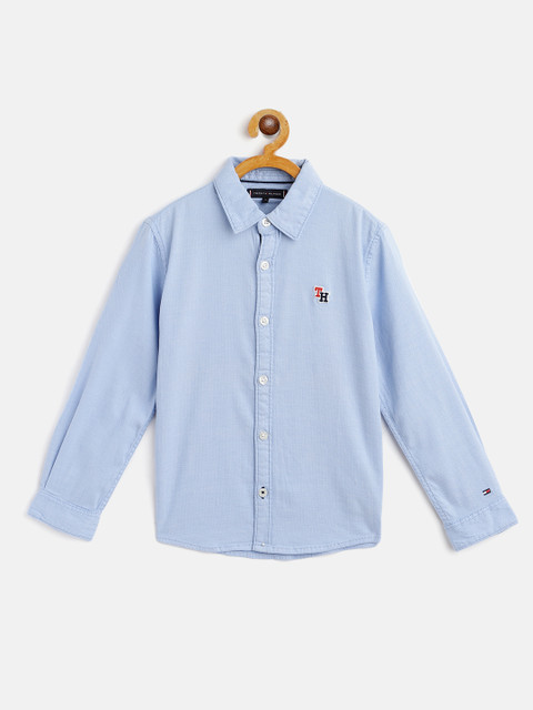 

Tommy Hilfiger Boys Blue Regular Fit Self Design Casual Shirt