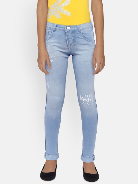 

Gini and Jony Girls Blue Skinny Fit Mid-Rise Low Distress Stretchable Jeans