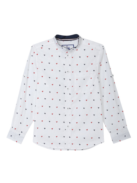

612 league Boys Off-White Regular Fit Printed Casual Shirt