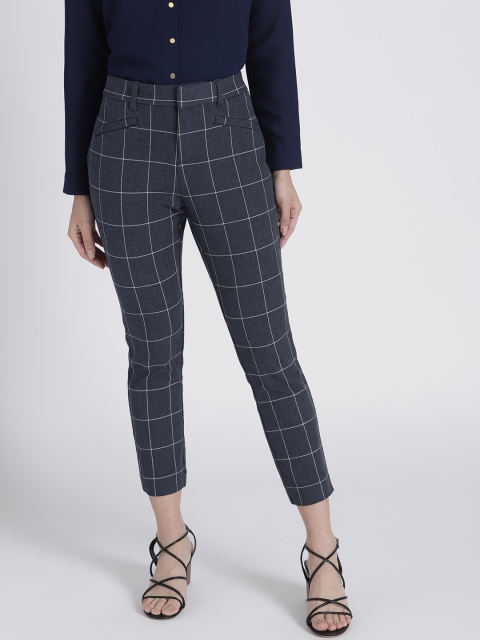 

Gap Women Plaid Skinny Ankle Pants, Navy blue