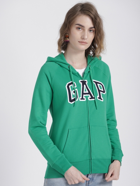 

GAP Women Classic LOGO Zip Hoodie, Green