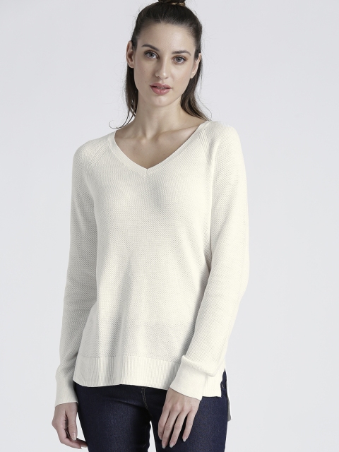 

GAP Women V-neck Pullover Sweater, Off white