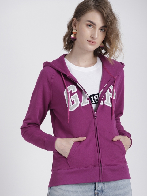 

GAP Women Classic LOGO Zip Hoodie, Purple