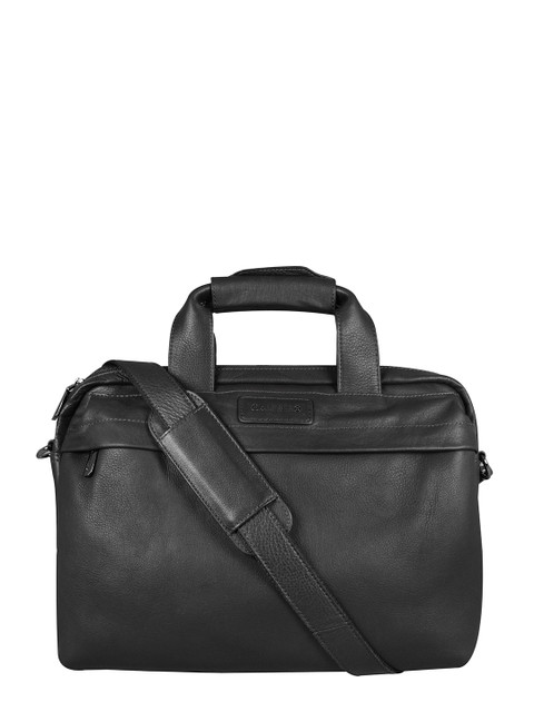 

CALFNERO Men Black Solid Leather Laptop Bag