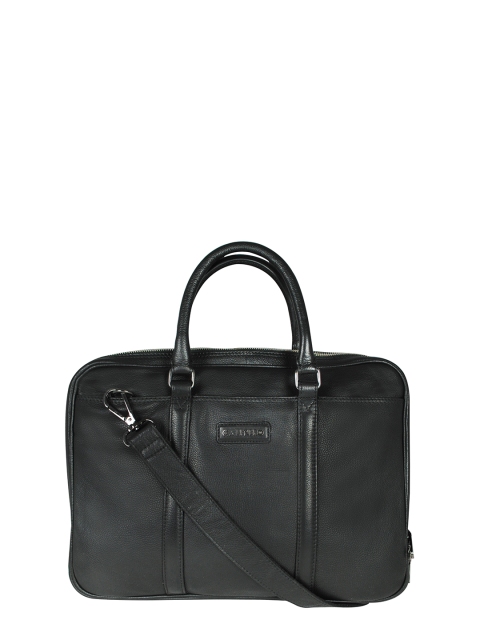 

CALFNERO Men Black Solid Leather Laptop Bag