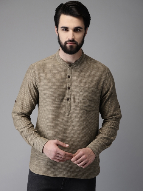 

Anouk Men Brown Woven Design Straight Kurta