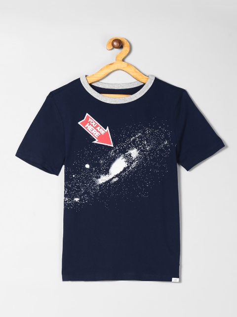 

GAP Boys Navy Blue Solid Round Neck T-shirt