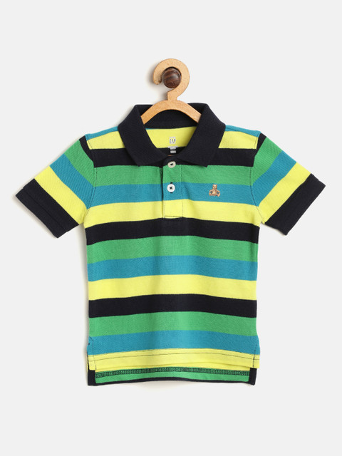 

GAP Boy's Stripe Short Sleeve Polo Shirt, Green