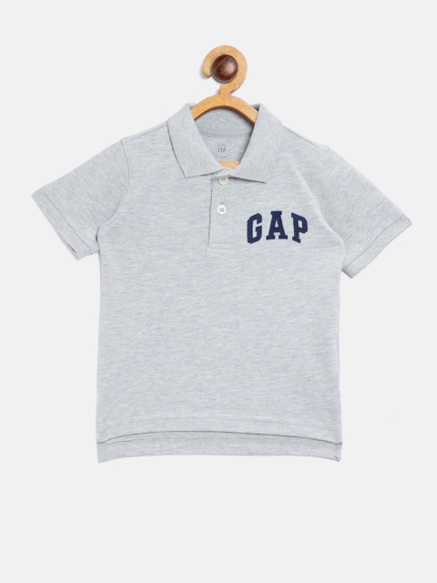 

GAP Boys Logo Short Sleeve Polo T-Shirt, Grey melange